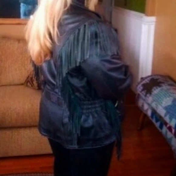 Harley Davidson black leather jacket with fringe, sz L very UNIQUE! - Picture 16 of 16
